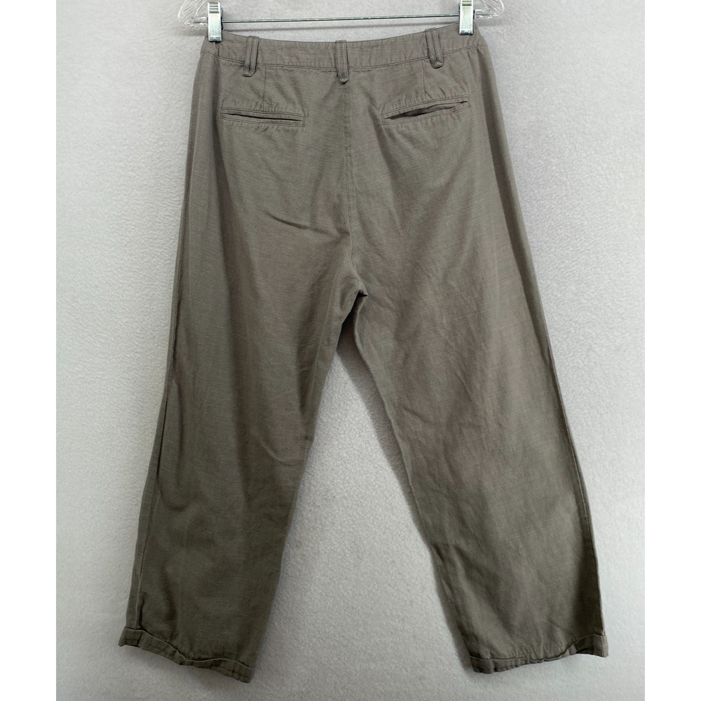 EILEEN FISHER Pants S Soft Cotton Canvas Chino Straight Cropped Cuff Detail Gray - Picture 3 of 14